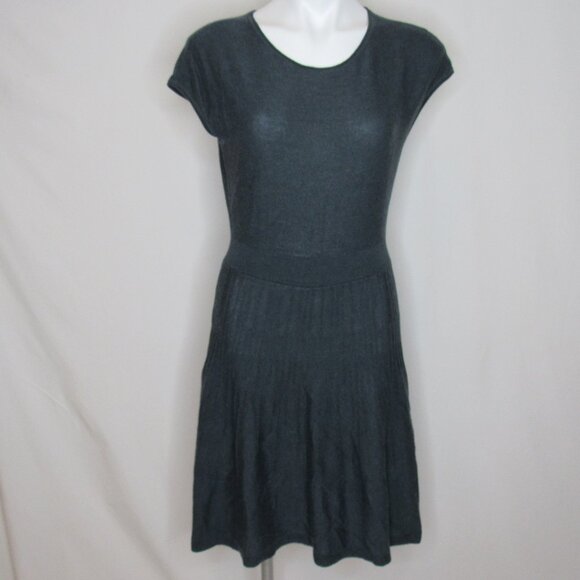 Ann Taylor LOFT Teal Blue Fine Knit Sweater Dress Back Women's M Medium - Picture 1 of 9